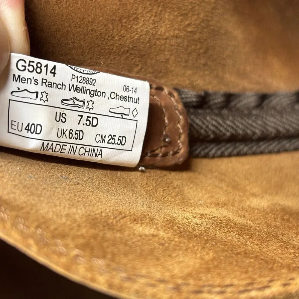 GEORGIA BOOT Wellington Western Boots Mens 7.5 D Brown Leather Farm Ranch G5814